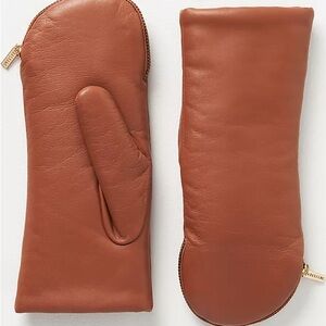 Anthropologie Aristide Brown Leather Mittens New